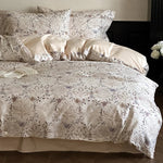 Duvet Cover Set Satin Rose Print Four-Piece