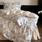 Duvet Cover Set Satin Rose Print Four-Piece