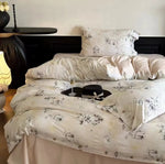 Duvet Cover Set Satin Rose Print Four-Piece
