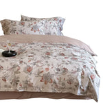 Duvet Cover Set Satin Rose Print Four-Piece
