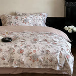 Duvet Cover Set Satin Rose Print Four-Piece