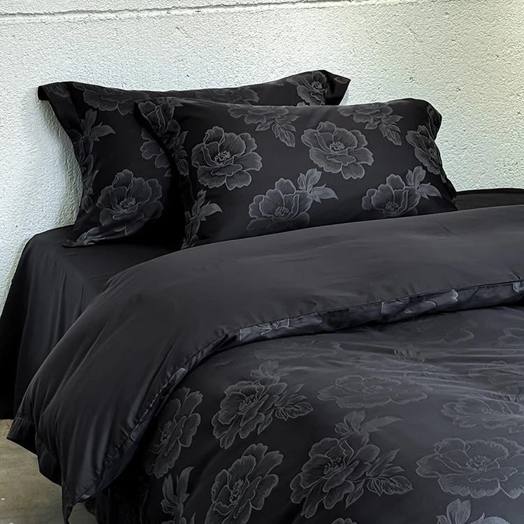 Duvet Cover Set Satin Tone-On-Tone Jacquard & Temperature-Regulating
