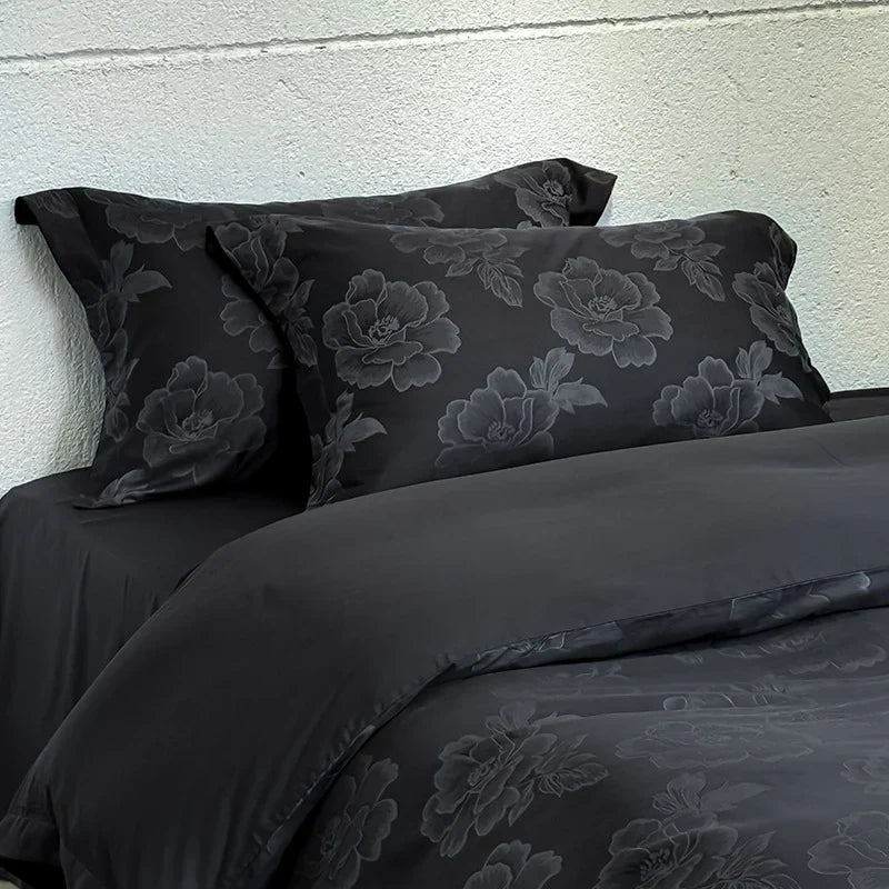 Duvet Cover Set Satin Tone-On-Tone Jacquard & Temperature-Regulating