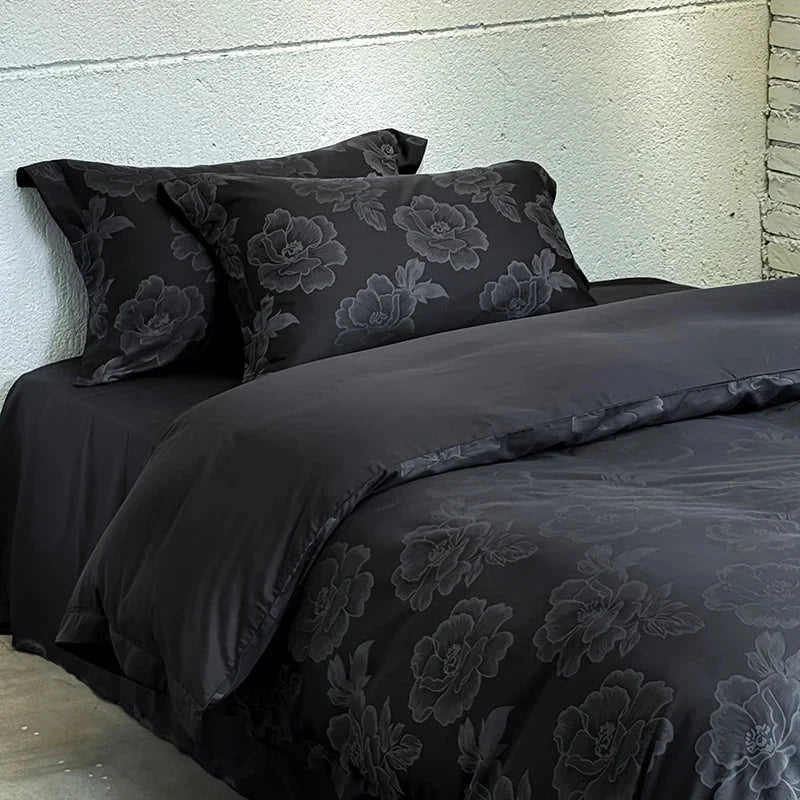 Duvet Cover Set Satin Tone-On-Tone Jacquard & Temperature-Regulating