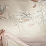 Duvet Cover Set Silky Satin Embroidered Floral 4-Piece