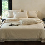 Duvet Cover Set Silky Satin Floral Embroidery