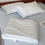 Duvet Cover Set Silky Satin Floral Embroidery Hidden Zipper