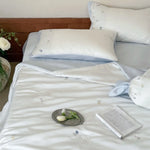 Duvet Cover Set Silky Satin Floral Embroidery Hidden Zipper
