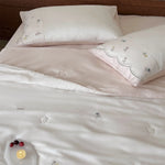 Duvet Cover Set Silky Satin Floral Embroidery Hidden Zipper