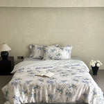 Duvet Cover Set Silky Satin Floral Watercolor Machine Washable