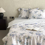Duvet Cover Set Silky Satin Floral Watercolor Machine Washable