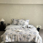 Duvet Cover Set Silky Satin Floral Watercolor Machine Washable