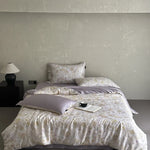 Duvet Cover Set Silky Satin Floral Watercolor Machine Washable