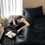 Duvet Cover Set Silky Satin Polka Dot Concealed Zipper