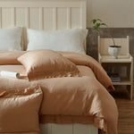 Duvet Cover Set Stonewashed Linen Fringed Edge 4-Piece Set