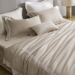 Duvet Cover Set Temperature-Regulating Cotton Satin Lace Trim