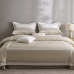 Duvet Cover Set Temperature-Regulating Cotton Satin Lace Trim