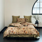 Duvet Cover Set Toile Floral Cotton Satin 4-Piece