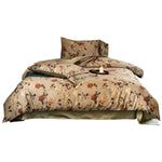 Duvet Cover Set Toile Floral Cotton Satin 4-Piece