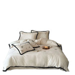 Duvet Cover Set Velvet Embroidered & Contrast Piping