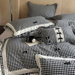 Duvet Cover Set Vichy Check Ruffle & Embroidery