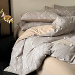 Duvet Cover Set Waffle Texture & Pompom Trim
