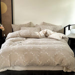 Duvet Cover Set Waffle Texture & Pompom Trim