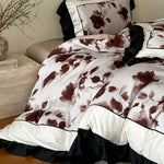 Duvet Cover Set Watercolor Floral Cotton Satin 4-Piece