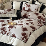 Duvet Cover Set Watercolor Floral Cotton Satin 4-Piece