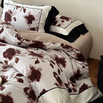 Duvet Cover Set Watercolor Floral Cotton Satin 4-Piece