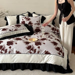 Duvet Cover Set Watercolor Floral Cotton Satin 4-Piece