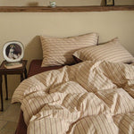 Duvet Cover Set Woven Cotton Percale Linen-Look