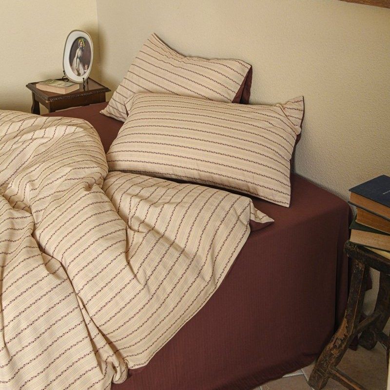 Duvet Cover Set Woven Cotton Percale Linen-Look