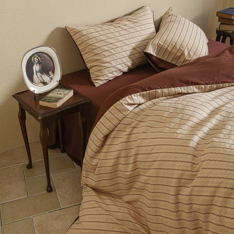 Duvet Cover Set Woven Cotton Percale Linen-Look