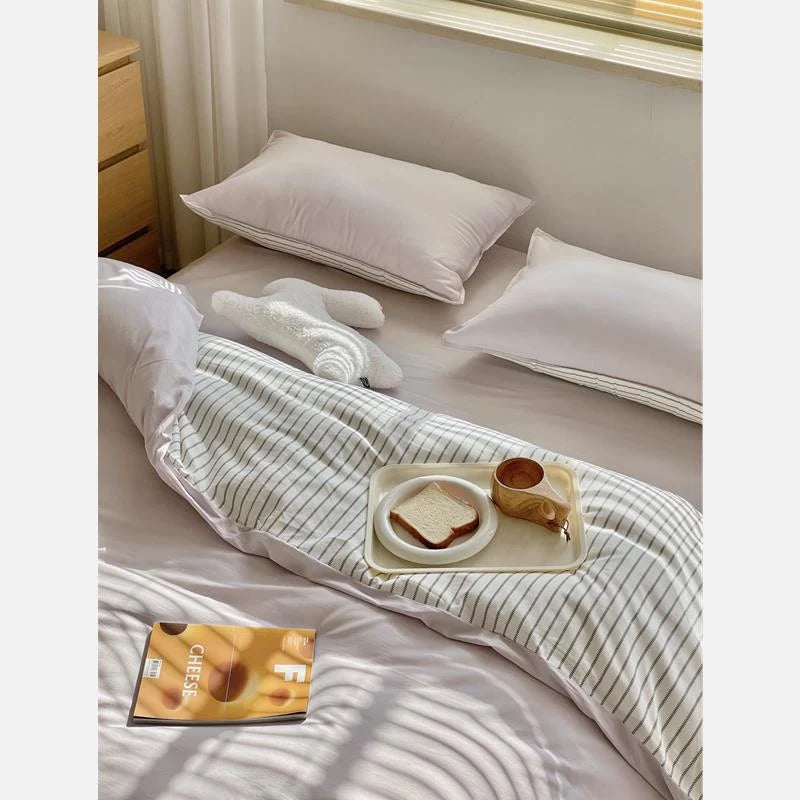 Duvet Cover & Sheet Set Cotton Percale 4-Piece