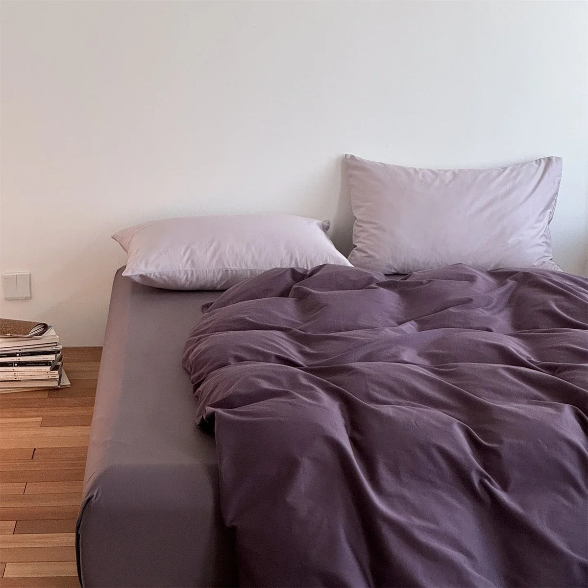 Duvet & Fitted Sheet Set Cotton-Blend Jersey Concealed Zipper