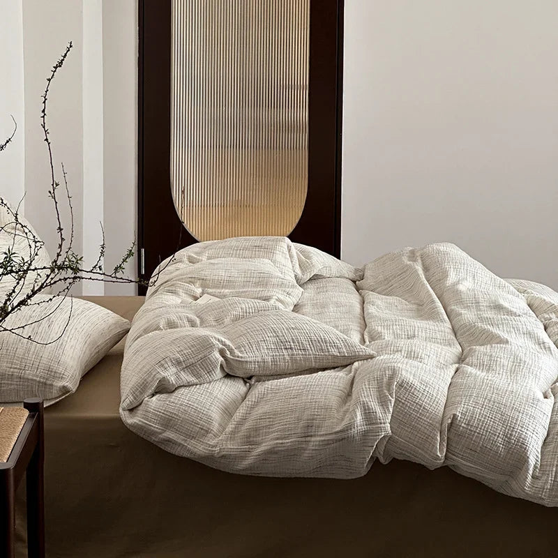 Duvet & Pillow Set Breathable Cotton-Linen Allergy-Friendly Filling