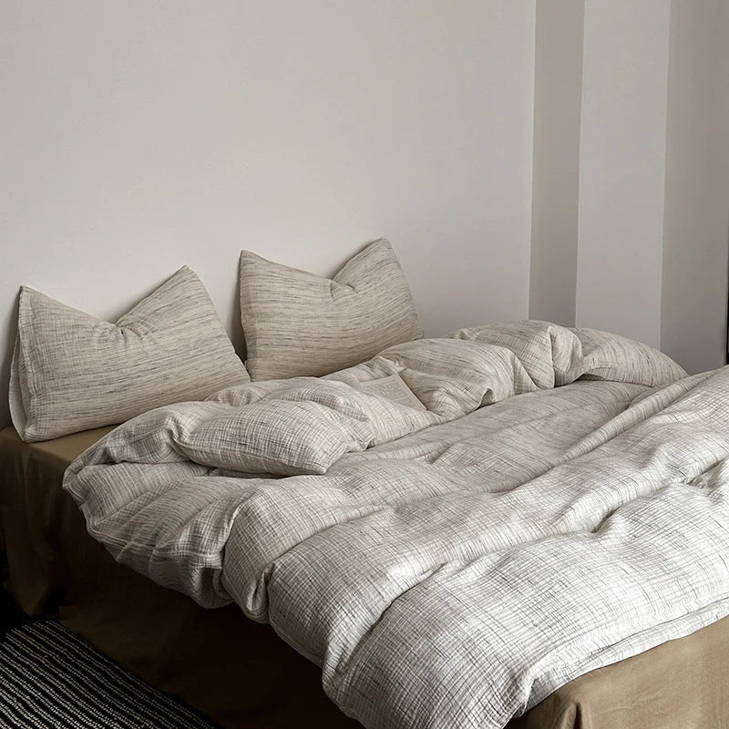 Duvet & Pillow Set Breathable Cotton-Linen Allergy-Friendly Filling