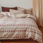 Duvet Set Breathable Cotton-Blend Embroidered Rose