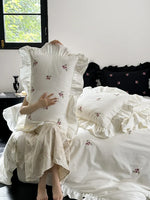 Duvet Set Breathable Cotton Satin Floral Embroidery Set of 4