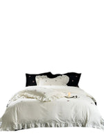 Duvet Set Breathable Cotton Satin Floral Embroidery Set of 4