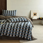 Duvet Set Cotton Satin Textured Check 4-Piece Set