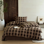 Duvet Set Cotton Satin Textured Check 4-Piece Set