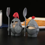 Egg Holder Knight Armor Design With Mini Fork & Spoon