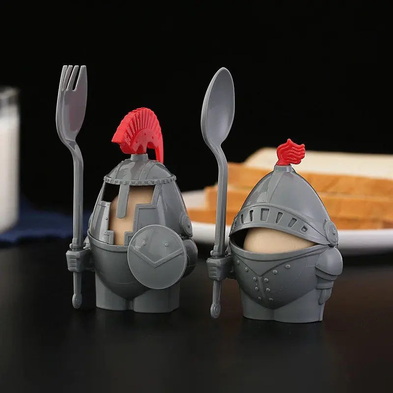 Egg Holder Knight Armor Design With Mini Fork & Spoon
