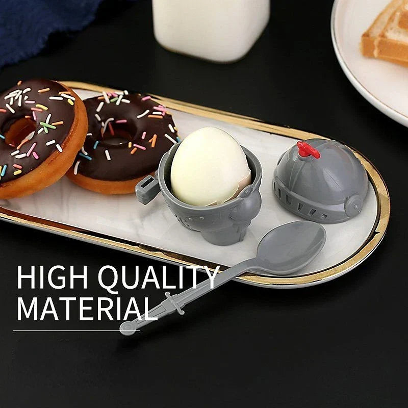 Egg Holder Knight Armor Design With Mini Fork & Spoon