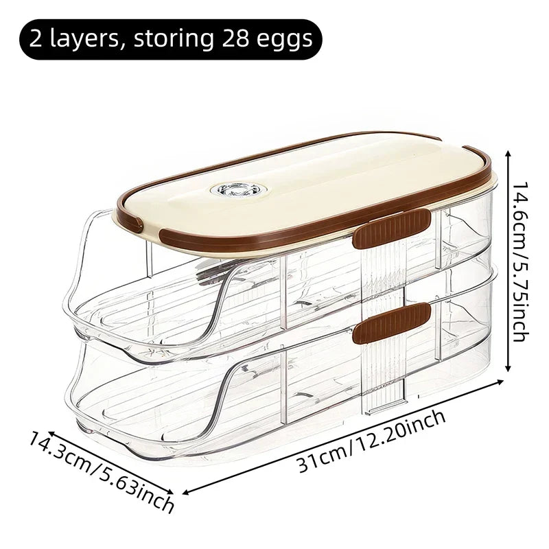 Egg Storage Organizer Automatic Rolling Transparent Container