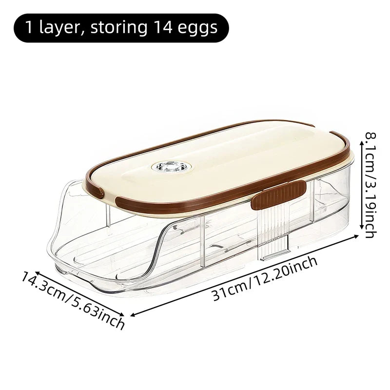 Egg Storage Organizer Automatic Rolling Transparent Container