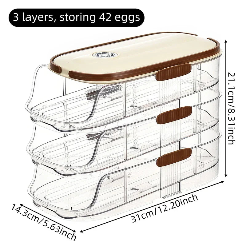 Egg Storage Organizer Automatic Rolling Transparent Container