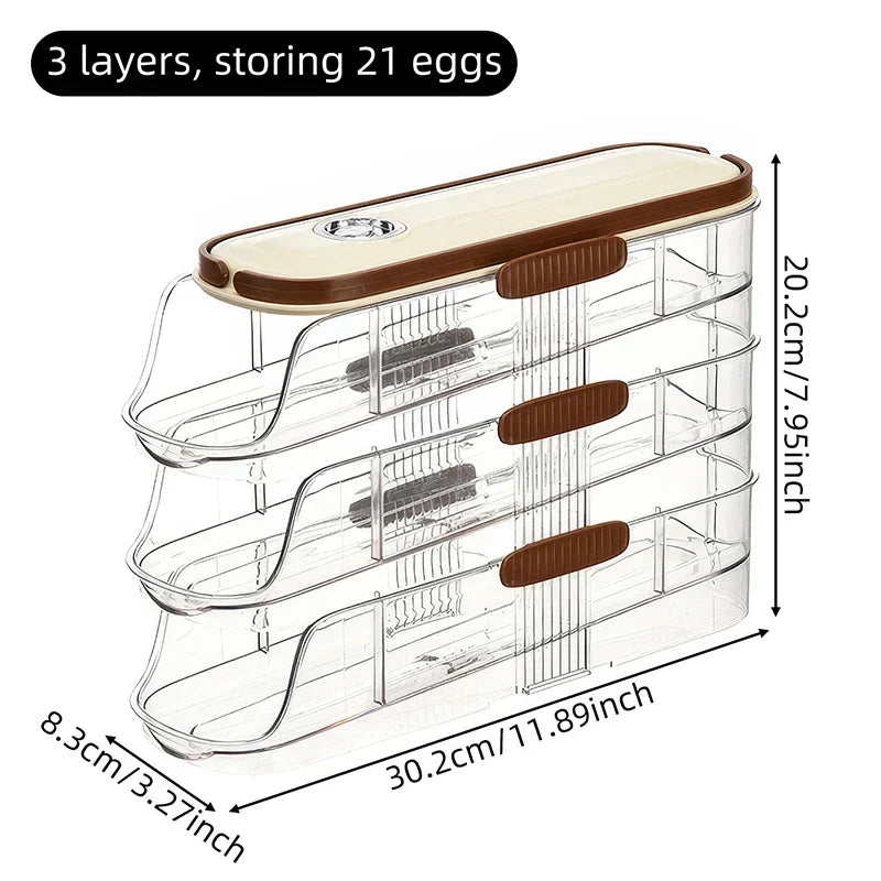 Egg Storage Organizer Automatic Rolling Transparent Container
